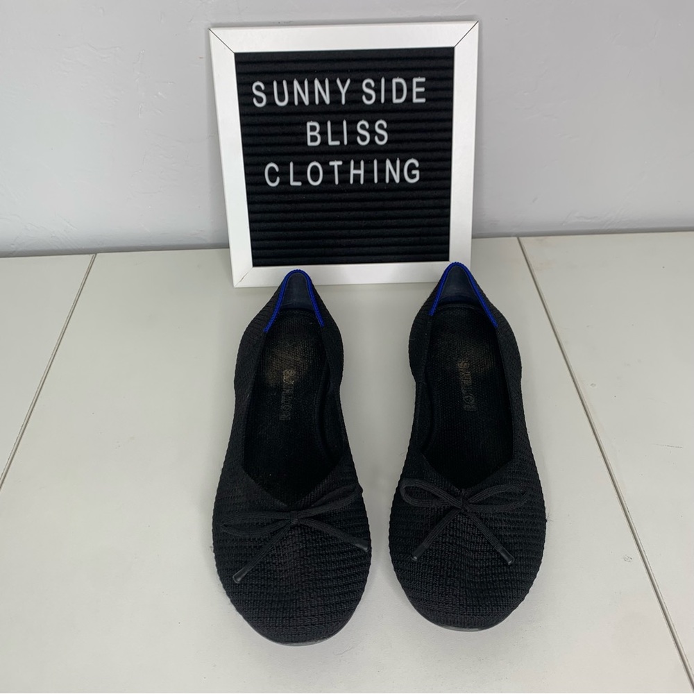 Rothy’s Bow Point Black Knit Ballet Flats Women’s Size 10 Comfy Work Shoes